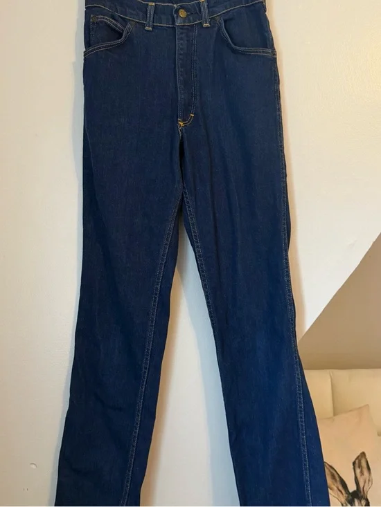 Vintage OshKosh Jeans USA Union Tag Talon Zip High Rise Dark Wash Straight Leg - Picture 2 of 12